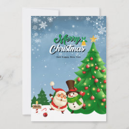 Groen & Wit Kleurrijke Vrolijke Kerstmis Feestdagenkaart