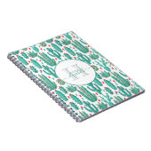 Groen wit knap patroon met witte cactus notitieboek (Rechterzijde)