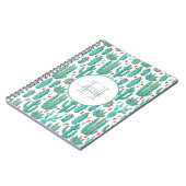 Groen wit knap patroon met witte cactus notitieboek (Linkerzijde)