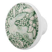 Groen Wit Konijn Bloemen Folk Lade Trekknop Keramische Knop (Rechts)