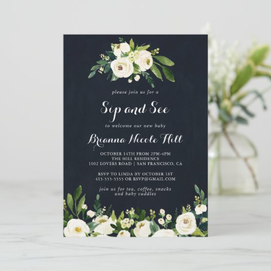 Groen Wit Koninklijk Blauw Bloemen Sip en See Kaart (Staand voorkant)