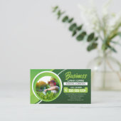 Groen & wit Lawn Care Landscaping Mowing Service Visitekaartje (Staand voorkant)