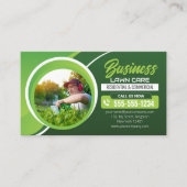 Groen & wit Lawn Care Landscaping Mowing Service Visitekaartje (Voorkant)