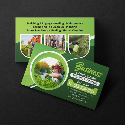 Groen & wit Lawn Care Landscaping Mowing Service Visitekaartje