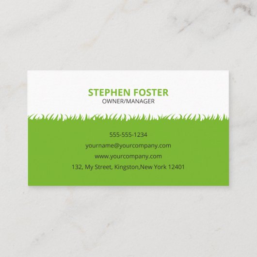 Groen wit Lawn Landscaping Service Lawncare Mow Visitekaartje (Achterkant)