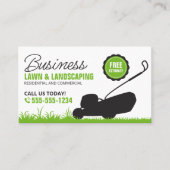 Groen wit Lawn Landscaping Service Lawncare Mow Visitekaartje (Voorkant)