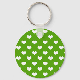 Groen Wit Liefde Hart Patroon Ontwerp Sleutelhanger