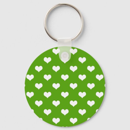 Groen Wit Liefde Hart Patroon Ontwerp Sleutelhanger (Voorkant)