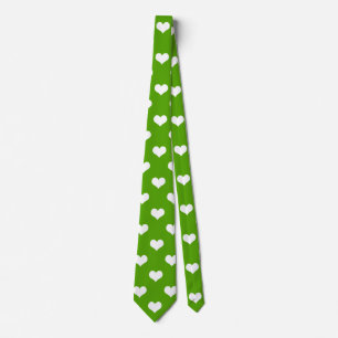 Groen Wit Liefde Hart Patroon Ontwerp Stropdas