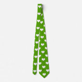 Groen Wit Liefde Hart Patroon Ontwerp Stropdas (Achterkant)