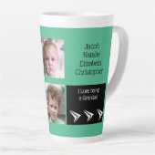 Groen wit liefde zijn een opa met foto's latte mok (Rechterhoek)