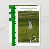 Groen wit Lineair Afstuderen Aankondiging Kaart (Voorkant / Achterkant)