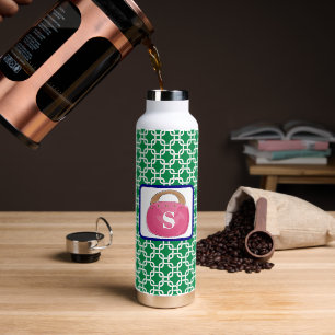 Groen Wit Link Patroon Roze Bermuda Bag Purse Waterfles