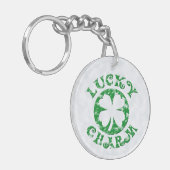 Groen/wit  Lucky Charm Sleutelhanger (Voorkant Links)