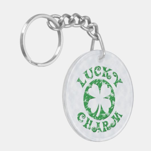 Groen/wit  Lucky Charm Sleutelhanger (Voorkant Links)