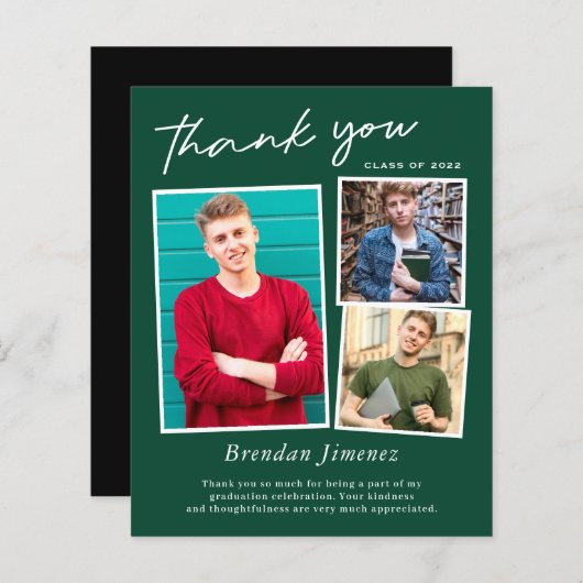 Groen wit manuscript 3 Foto Afstuderen Dank u (Voorkant / Achterkant)