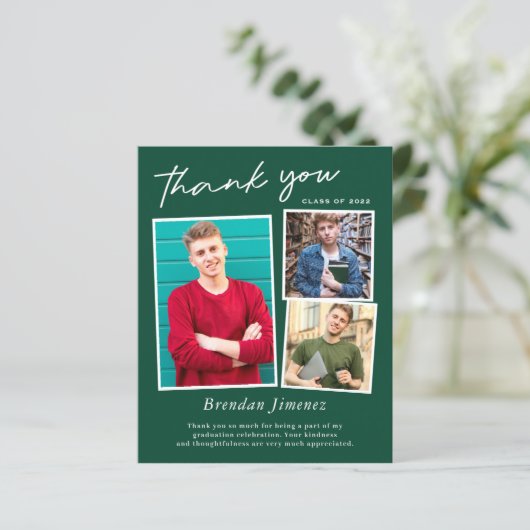 Groen wit manuscript 3 Foto Afstuderen Dank u (Staand voorkant)