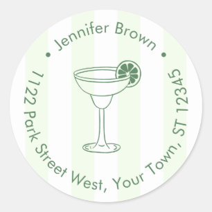 Groen Wit Margarita Vrijgezellenfeest Retouradres Ronde Sticker
