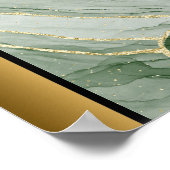 Groen Wit Marmeren Steen/Zwart Gouden Rand Art Poster (Hoek)