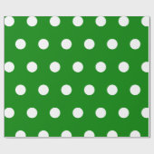 Groen Wit Medium Polka Dots Cadeaupapier (Vlak)