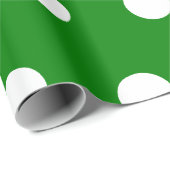 Groen Wit Medium Polka Dots Cadeaupapier (Rol Hoek)