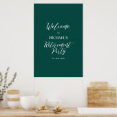 Groen & Wit Minimaal Afscheidsfeest Welkom Poster (Keuken)