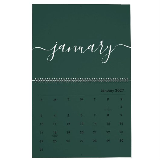 Groen-wit minimalistisch 2024\5 kalender (Jan 2027)