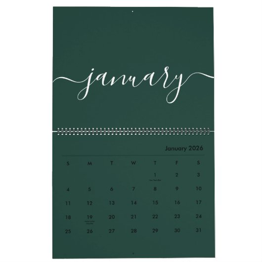 Groen-wit minimalistisch 2024\5 kalender (Jan 2026)