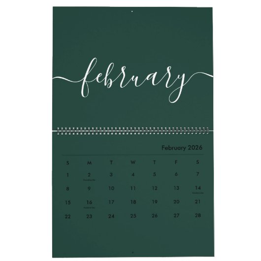 Groen-wit minimalistisch 2024\5 kalender (Feb 2026)