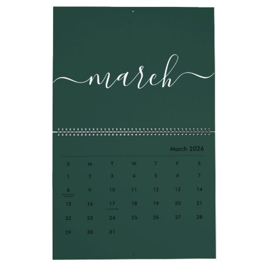 Groen-wit minimalistisch 2024\5 kalender (Mar 2026)