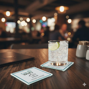 Groen Wit Minimalistisch Gratis WiFi Hotel Interne Glazen Onderzetter