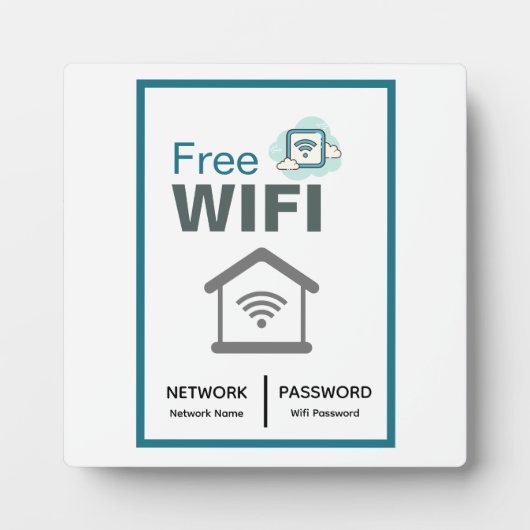 Groen Wit Minimalistisch Gratis WiFi Netwerk Inter Fotoplaat (Voorkant)