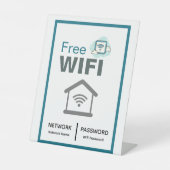 Groen Wit Minimalistisch Gratis WiFi Netwerk Inter Reclamebord Met Voetstuk (Voorkant)