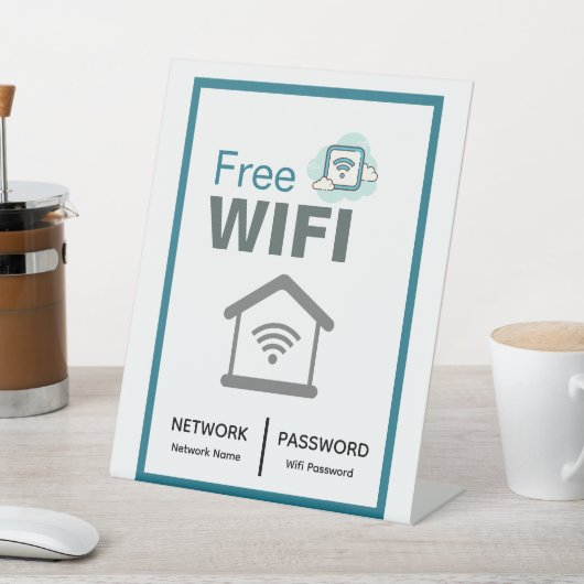 Groen Wit Minimalistisch Gratis WiFi Netwerk Inter Reclamebord Met Voetstuk (Insitu)