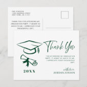 Groen wit minimalistisch modern Afstuderen dank u Briefkaart (Voorkant / Achterkant)