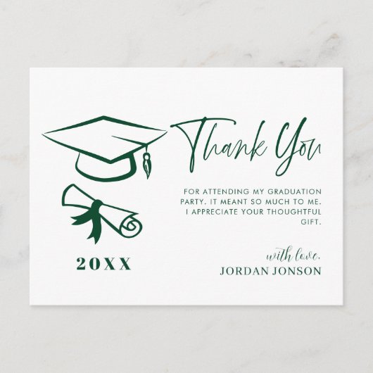 Groen wit minimalistisch modern Afstuderen dank u Briefkaart (Voorkant)
