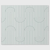 Groen & Wit Mod Geometrische Waves Verpakkingsdocu Cadeaupapier (Vlak)