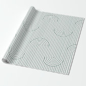 Groen & Wit Mod Geometrische Waves Verpakkingsdocu Cadeaupapier (Uitgerold)