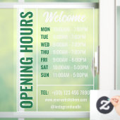 Groen Wit Modern Openingstijden Contact Welkom Raamsticker (Huis)