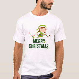 Groen Wit Modern Vrolijk Kerstfeest T-shirt