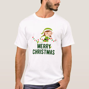 Groen Wit Modern Vrolijk Kerstfeest T-shirt