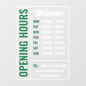 Groen Wit Moderne openingstijden Contact Welkom Raamsticker (Vel)
