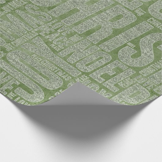 Groen Wit Moderne Typografie Kerstcadeau Cadeaupapier (Hoek)