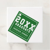 Groen & Wit Moderne Varsity | Klasse 2021 Bedankjes Labels (In situ)