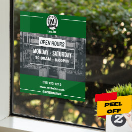 Groen Wit Monochroom Eenvoudig Open Uur Winkel  Raamsticker