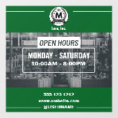Groen Wit Monochroom Eenvoudig Openingstijden Wink Raamsticker (Vel)