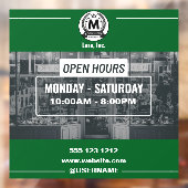 Groen Wit Monochroom Eenvoudig Openingstijden Wink Raamsticker (Vel 2)