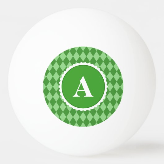 Groen wit monogram patroon pingpongbal (Voorkant)