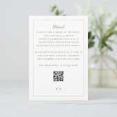 Groen wit monogram QR CODE Elegant Wedding Informatiekaartje (Staand voorkant)