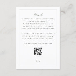 Groen wit monogram QR CODE Elegant Wedding Informatiekaartje